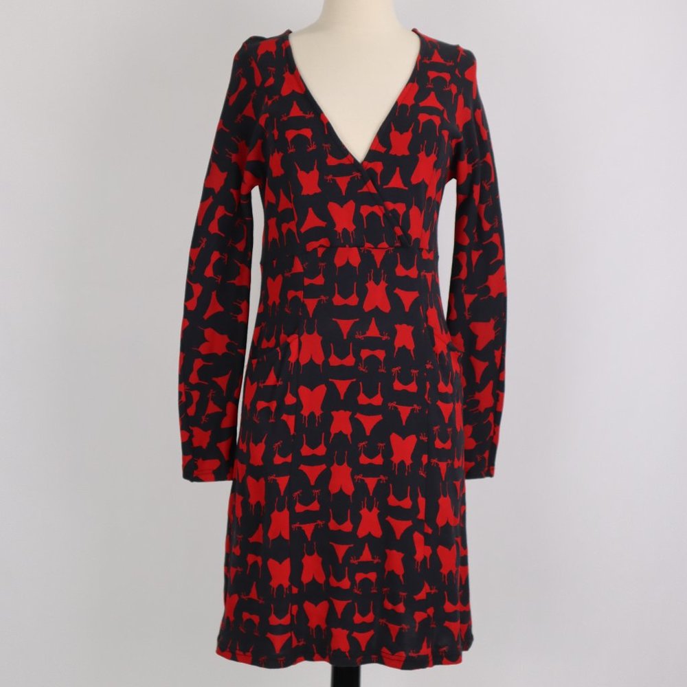 🌺 Diane Von Furstenberg Red Summer Print Dress Cover Up Tunic Party Faux Wrap 4